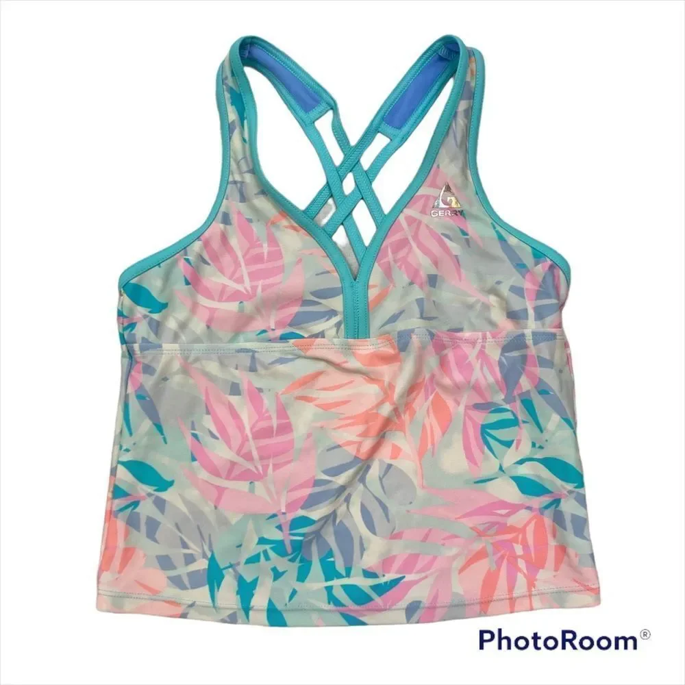 Gerry Brand Girls Floral‎ Print Tankini Top Size Large 14/16